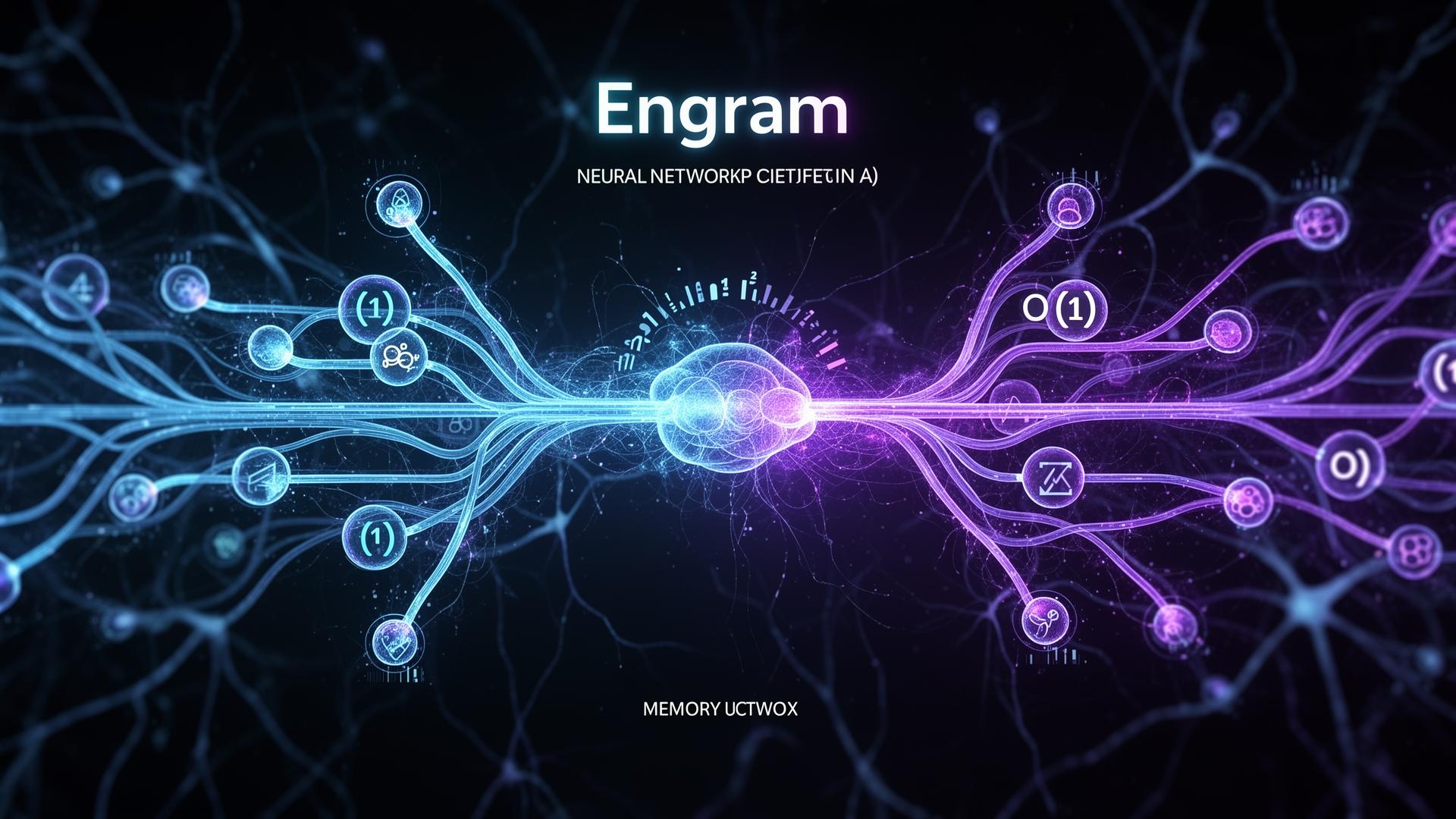 DeepSeek Engram neural network architecture visualization showing O(1) memory lookup pathways
